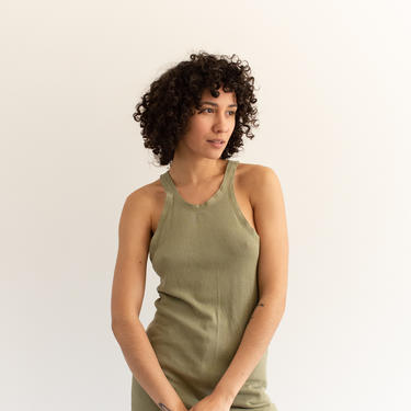 Vintage Olive Green Tank Top | Army Military 40s | Rawson