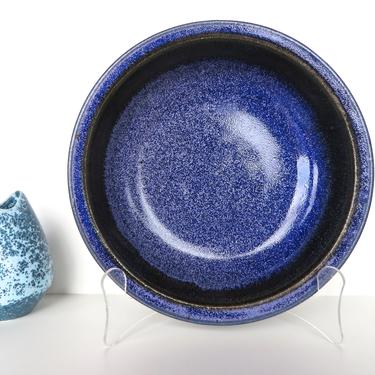 Vintage Victoria Littlejohn Studio Pottery 9&quot; Serving Bowl,  Large Speckled Indigo Purple Stoneware Dish By Littlejohn 