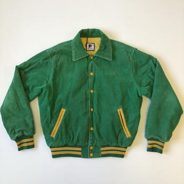 Green Corduroy Varsity Jacket - M