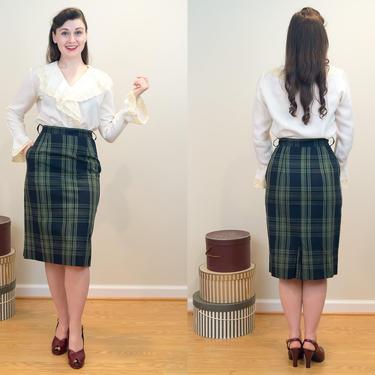 60s plaid pencil skirt best sale