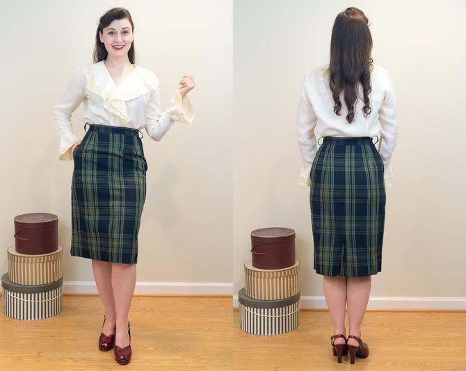 SALE PRICE 1960s Vintage Skirt Perfect Plaid Pencil Skirt with Domesticated Pinup Washington DC