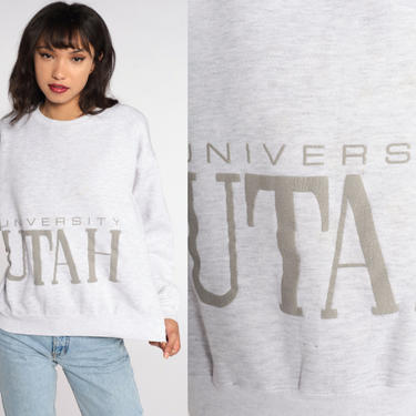 University Of Utah Sweatshirt 80s Grey Sweatshirt College Shirt Slouchy Crewneck 1980s Vintage Jansport Medium Large 