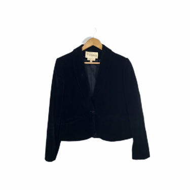 Vintage John Meyer of California Black Cropped Velvet Smoking Jacket Blazer, sz 10 