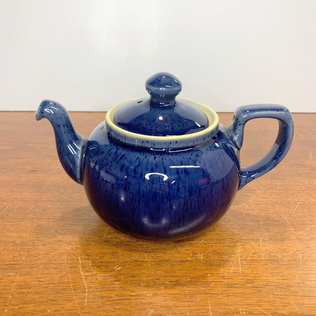 Vintage Denby Cottage Blue Teapot England Small Stoneware Over the