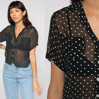 ShopExile Polka Dot Short Sleeve Top