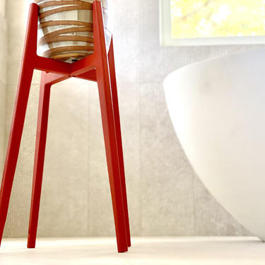 Fire Orange Indoor Plant Stand Mid Century 