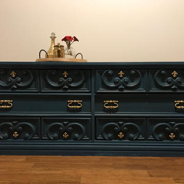 SOLD - 1970's Buffet/Dresser Blue - PRICE REDUCED! Holiday Sale 