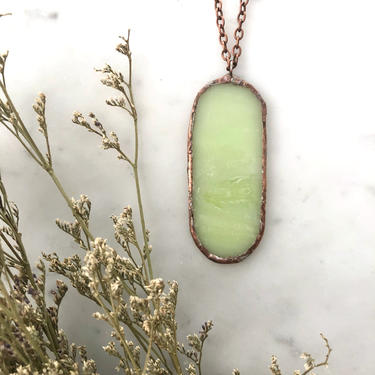 Oval Pastel Green Stained Glass Necklace | Stained Glass Necklace | Glass Necklace | Marble Necklace | Stained Glass Art 