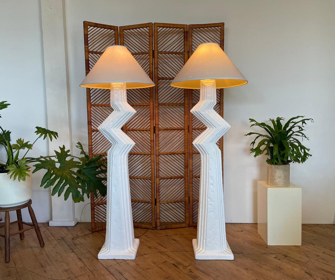 Ziggurat Lamp Zig Zag Plaster Floor Lamp Postmodern Michael Taylor