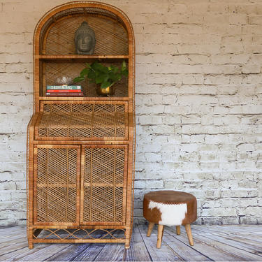 SHIPPING NOT FREE!!! Sunburst Vintage Rattan Cabinet/ Wicker Hutch ...