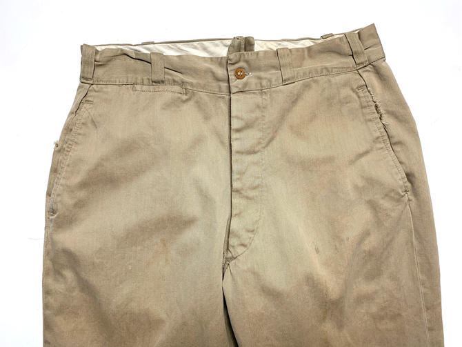 Vintage 1940s WWII US Army Uniform Trousers ~ 29.5 Waist ~ Button