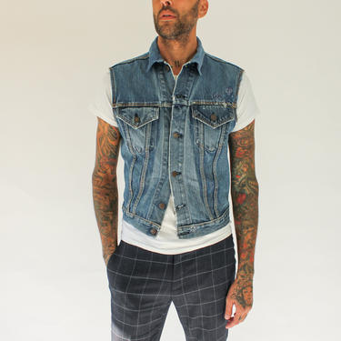 Vintage 60s 70s Big E LEVIS Destroyed Denim Jacket Cut | The Vault