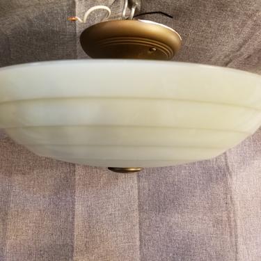 Rejuvenation Deco Style Semi Flush Light with Custard Shade