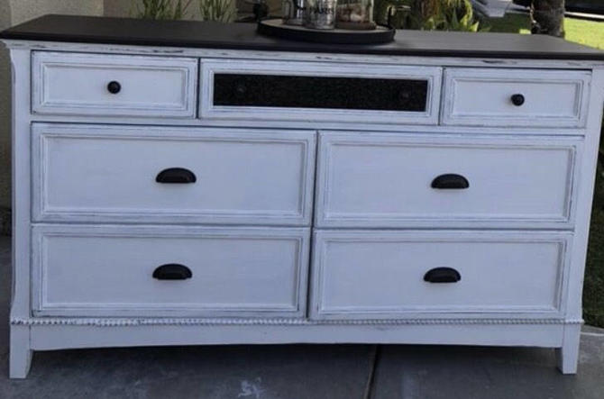 Custom Dresser Shabby Chic White And Black Distressed Furniture