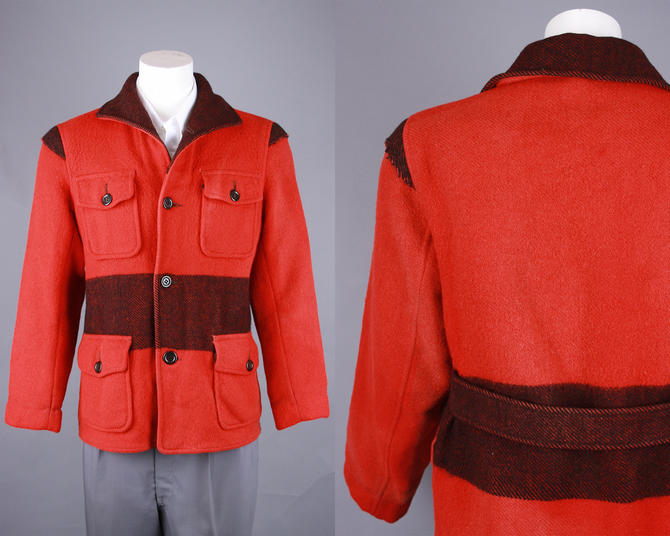 1950s Dryback Coat Wool Buffalo Plaid Heavy Hunting Jacket