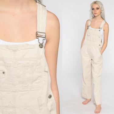 Khaki Overalls 90s Overalls Beige Bib Suspender Pants Cargo Normcore Long Carpenter Vintage Medium 