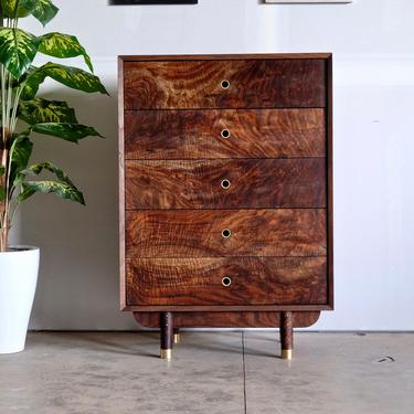 Mid Century Modern Dresser / Handmade Walnut Dresser / Scandinavia solid Wood Dresser / 5 Drawer Dresser 