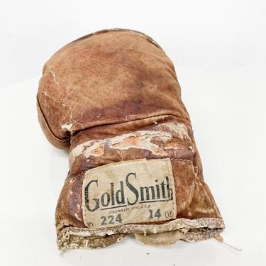 Antique Sport Distressed Brown Leather Boxing Glove GOLDSMITH Cincinnati Ohio 