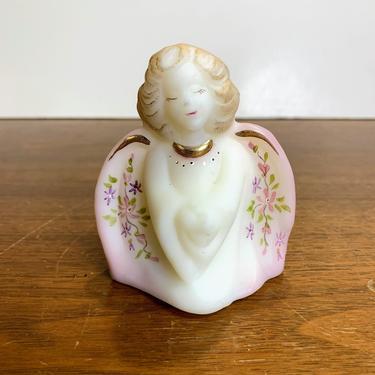 Vintage Fenton Glass Satin Guardian Angel Hand Painted and Signed 