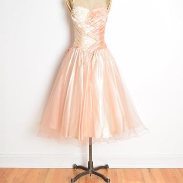 strapless open back dress Vintage Retro 50s Tea Length Prom Formal Dress
