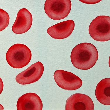 Red Blood Cells - original watercolor painting of erythrocytes 
