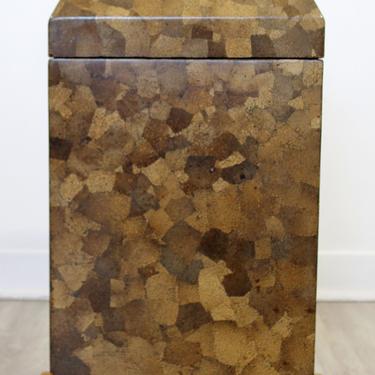 Mid Century Modern Maitland Smith Tesselated Stone Lidded Chest Box Vessel 1970s 