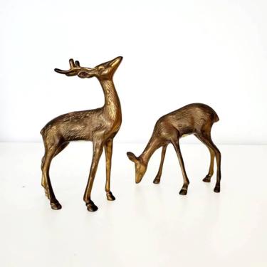 Vintage Andrea by Sadek Brass Deer Buck & Doe Set 