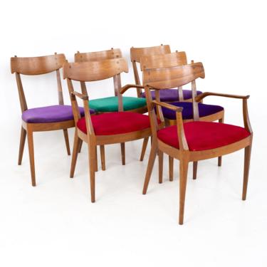 Kipp Stewart for Drexel Declaration Mid Century Walnut Dining Chairs - Set of 6 - mcm 