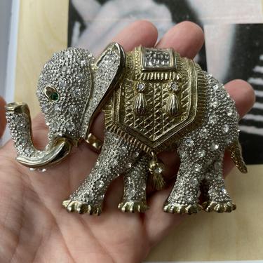 Large Bejeweled Elephant Brooch