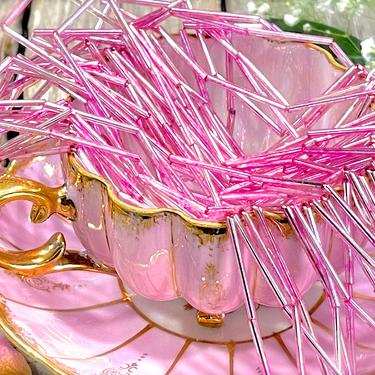 VINTAGE: 130" - Pink Mercury Glass Tube Bead Garland - Feather Tree Garland - Made in Japan - SKU os-185-00015815 