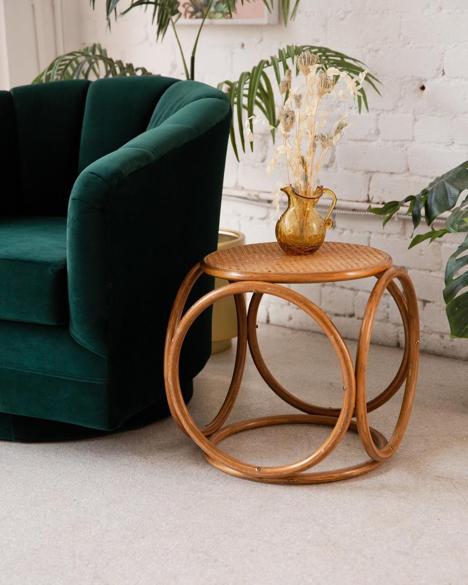 Rattan Low Profile Side Table Sunbeam Vintage Highland Park Los