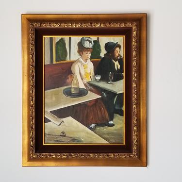 1970's Edgar Degas &quot;Absinthe Drinker &quot; Repro Framed Art Canvas. 
