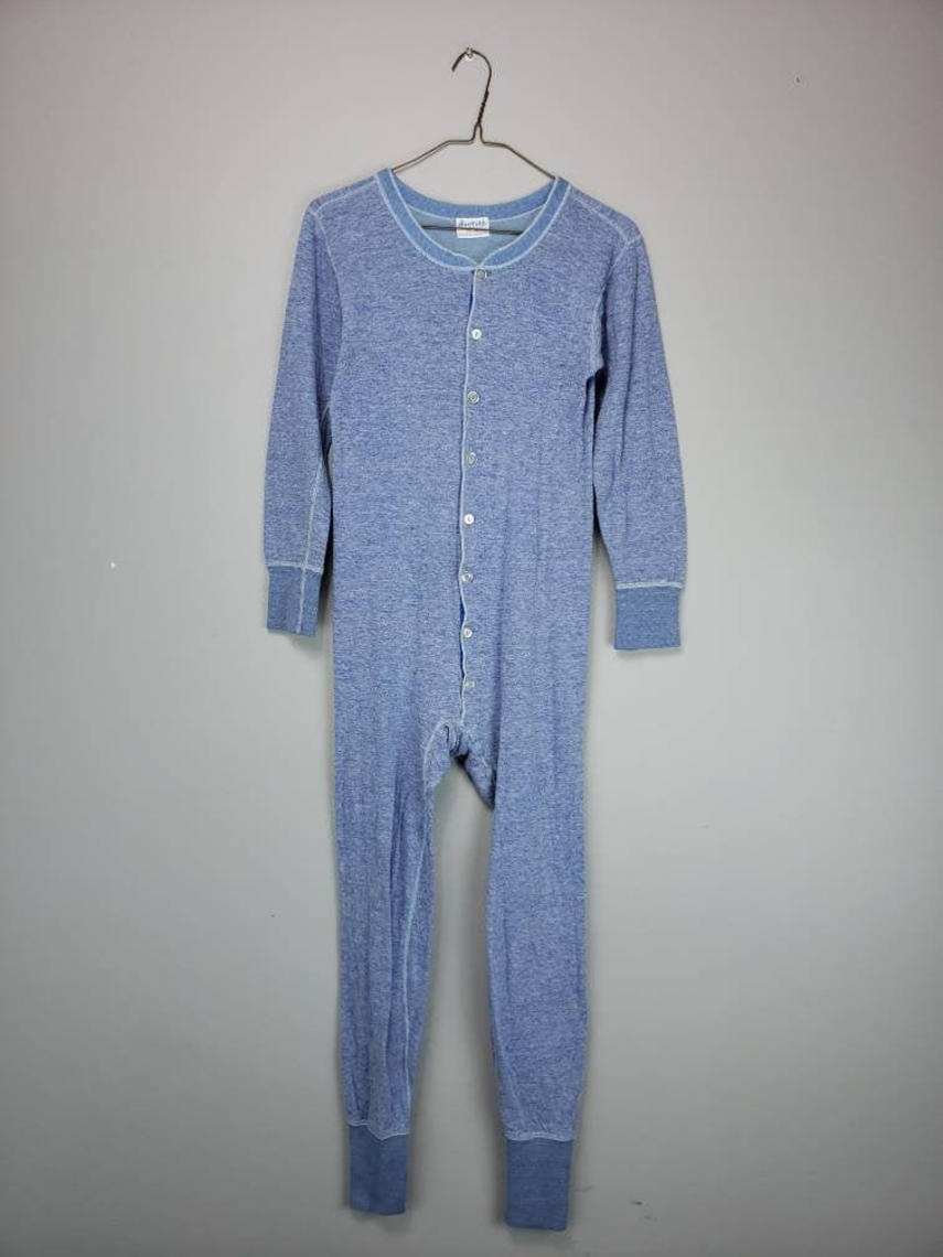 1970s Vintage Duofold Union Suit Blue Long Johns Men's XS SlimeWarp Vintage Frederick, MD