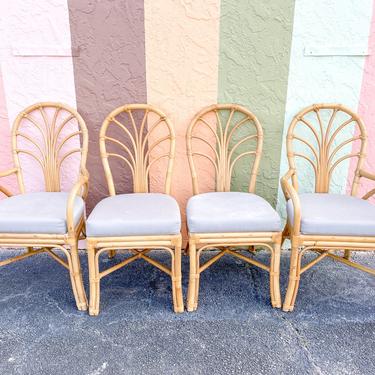 Set of Four Rattan Sunburst Chairs
