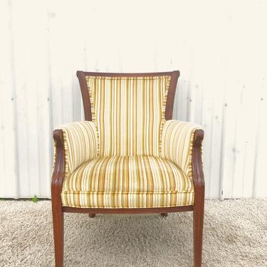 Vintage Accent Chair with Striped Upholstery