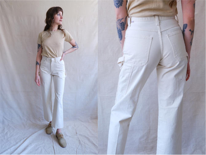 Vintage 80s Canvas Painter pants/ 1980s Ivory Dickies