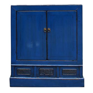 Chinese Distressed Rustic Azure Cobalt Blue Foyer Console Table Cabinet cs4959S