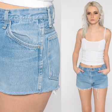 Cut Off Shorts 80s Denim Shorts Rustler Jeans Cutoff Jean Shorts High Waisted Cutoffs Blue Vintage Small 