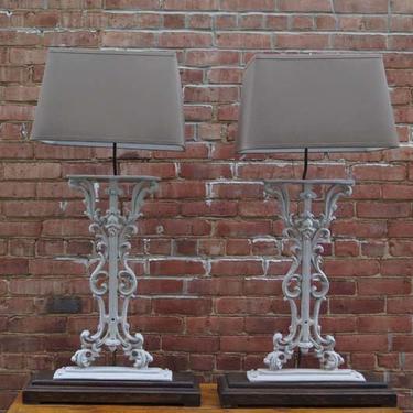 Pair of English Lamps made from Antique Ironwork