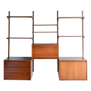 Walnut Three-Section Wall Unit by Barzilay, circa 1970