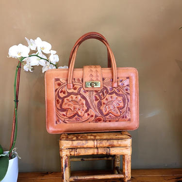 1960s Vintage store Hand Tooled Leather hangba