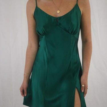 slim fit dress slacks Galanos Silk Green Slip Dress main image 0