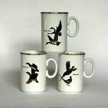 vintage game bird coffee mugs/set of three/made in England 