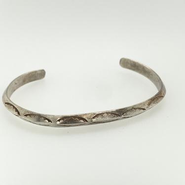 Vintage Navajo Sterling Silver Stamped Cuff Bracelet Southwestern 