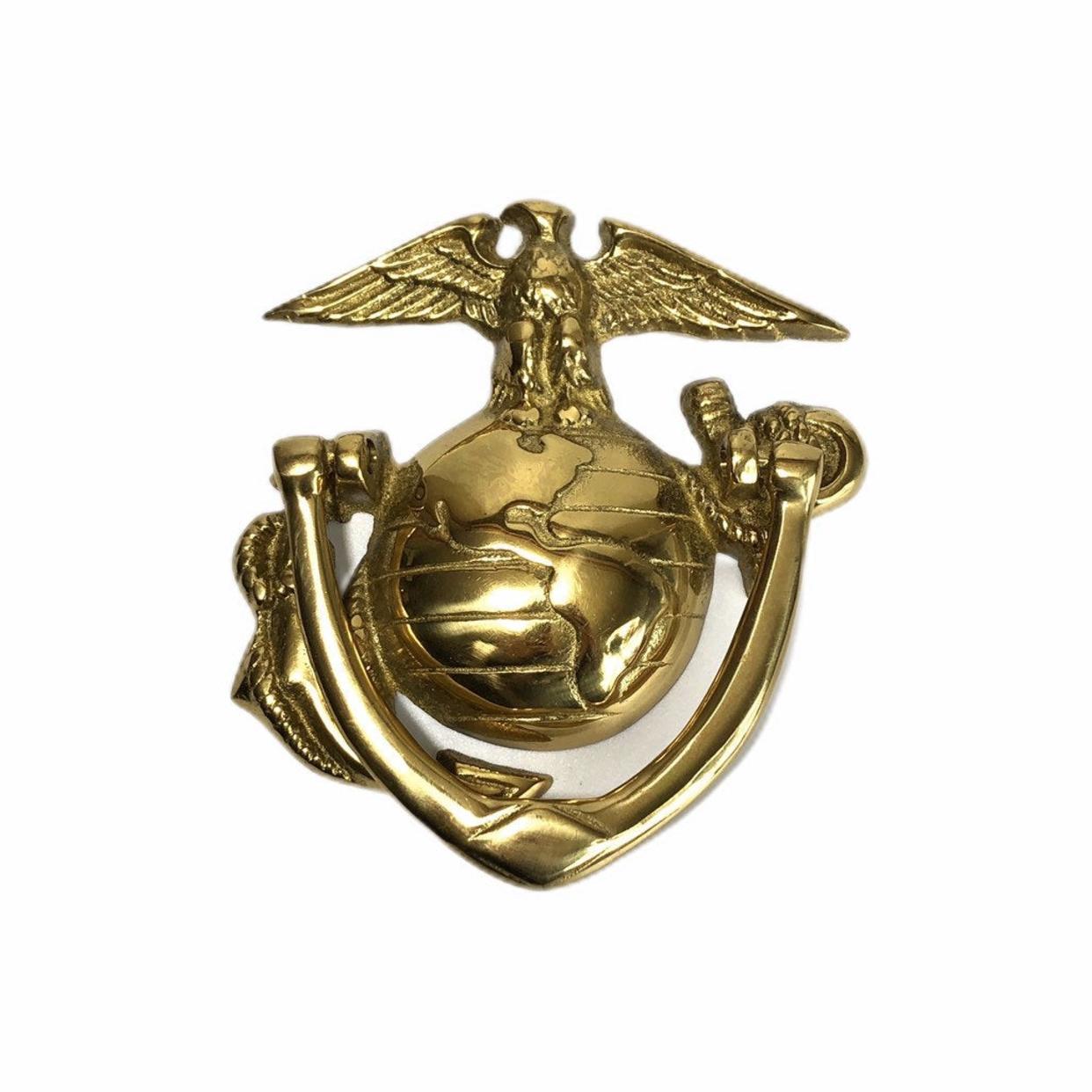 海兵隊ビンテージアンティークレトロ真鍮ブラスポールマウントMARINECORPS Vintage Brass Marine Corps Door Knocker | North Fork Vintage