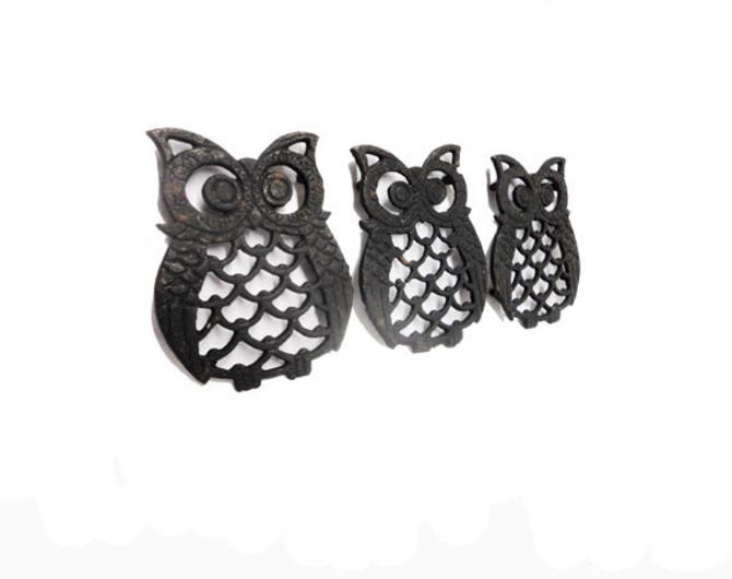 Sale Vintage Owl Trivets Mid Century Modern Cast Iron Owls
