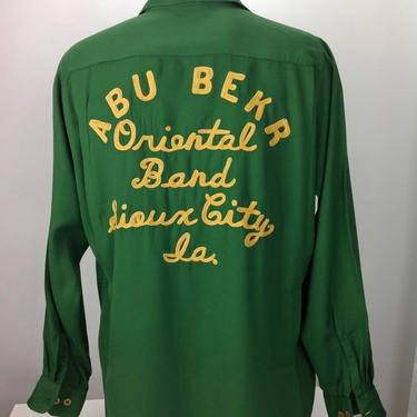 1950's BOWLING Shirt / Rayon Gabardine / Chain Stitch