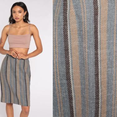 60s Pencil Skirt Grey Striped Skirt Midi Skirt Wool Skirt Shop Exile Tucson AZ