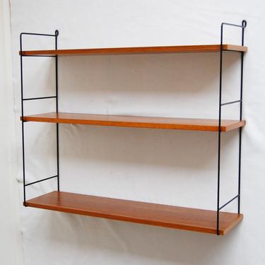 Mid Century Modern Wall-Mount Teak Shelves Bookshelf Rack 