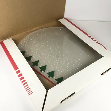 Vintage Modern Snowfall L.E. Smith Glass Christmas Tree Plate W Box Mid Century